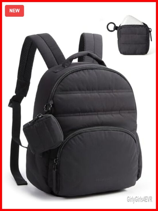 Mini Puffer Backpack with Detachable Pouch, Quilted Daypack main image 5